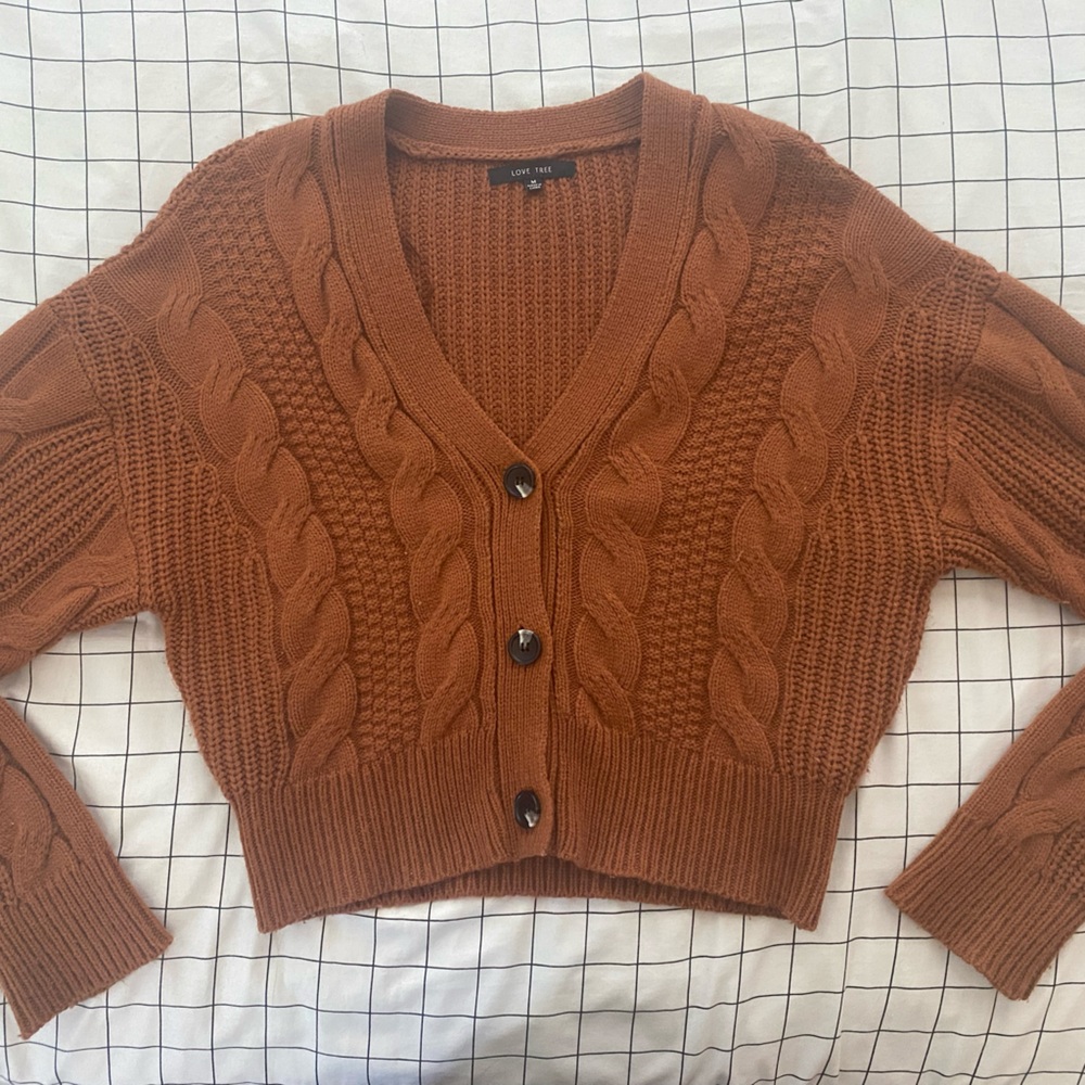 PAPAYA - burnt orange crop knit sweater SIZE M (juniors)